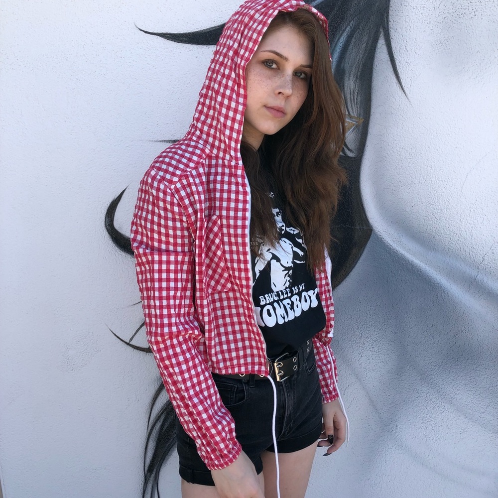 Vintage gingham hooded jacket